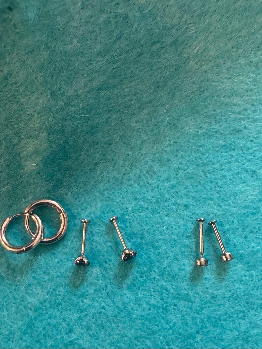 Minimalist Sterling Silver Hoop and Stud Earring Set - Silver 0214